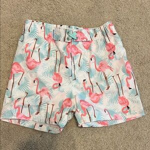 Flamingo Print Kids Swim Trunks